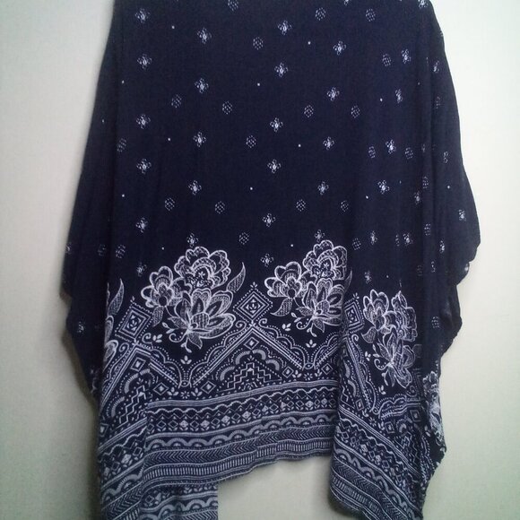 Maurices Cardigan Open Front Blouse Women S/M Short Sleeve Pattern Black White - Picture 10 of 15